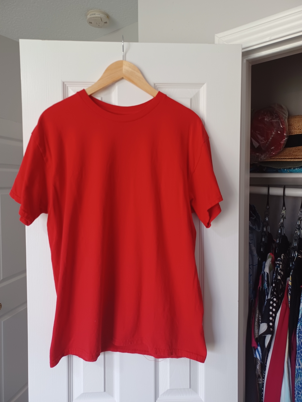 Ladies Red Short Sleeve Crewneck T-Shirt (Size L)